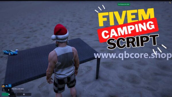 fivem camping script experience with fivem camping scrip, featuring campfires, cooking, medicine, and immersive AI-driven adventures